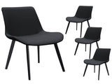 Black PU Leather Dining Chair with Metal Legs, Modern Upholstered Chair Set of 4 for Kitchen, W5815P476448