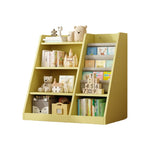 ZUN Yellow Wooden Toy Storage Organizer Cabinet Kids Bookshelf Children Bookcase Toddler Baby Sling Book 73872683