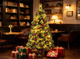 Set of 2 5FT Pre-Lit Potted Artificial Christmas Tree, 100 Warm White LEDs with Pine Cones Red 22570737
