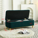 47.24''W Storage Ottoman,Upholstered Velvet Fabric Storage Ottoman with Safety Hinge, gold W579P224708
