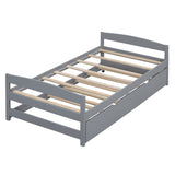 Twin Size Platform Bed with Twin Size Trundle, Gray WF313279AAE