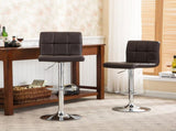 Swivel Faux Leather Adjustable Hydraulic Bar Stool, Set of 2, Brown T2574P164840