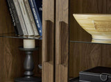 A high arched storage cabinet with a lamp, a modern retro-style wooden storage cabinet with 22213549