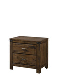 ZUN 1pc Rustic Brown Two Drawer Nightstand Bedroom Solid Wood Wooden Furniture Nightstand End Table B011P234682