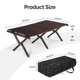 ZUN 120*60*40cm Wooden Camping Roll Table 72167913