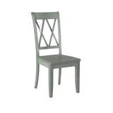 ZUN Casual Teal Finish Side Chairs Set of 2 Pine Veneer Transitional Double-X Back Design Dining Room B01143554