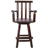 ZUN Rustic Bar Stool - Fir Wood Construction, Chair with Footrest,Wide Armrest, Rustic Kitchen Stool, W465P221173