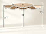 9 ft Boho Patio Umbrella with Tassel Fringe, 30&deg Tilt Outdoor Market Umbrella with Crank & Vent, 48853017