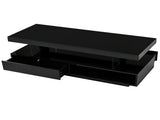 VIBE HAUS LED Coffee Table with Storage, Modern Center Table with 2 Drawers and Display Shelves, WF307038AAB