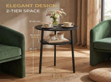Set of 2 Round Side Table with Storage Shelf and Metal Frame, 2-Tier End Table Nightstand for Living 87287013