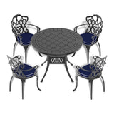 39.37-inch Cast Aluminum Patio Dining Table with Black Frame and Carved Texture on the Tabletop W1710P166011