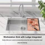 33 Undermount Workstation Sink-33 x 19 Inch Undermount Stainless Steel Kitchen Sink 18 Gauge, W1386P310820