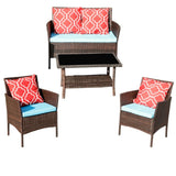 4-piece outdoor rattan sofa with cushion brown 29718300