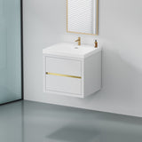 24" Wall-Mounted Bathroom Vanity with Sink, Floating Bathroom Storage Cabinet with Stone Resin W1573P211171