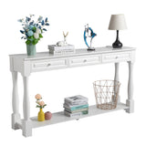 Console Table for Entryway Wood Sofa Table with Storage Drawers and Bottom Shelf for Hallway Living 33092026