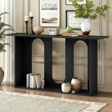 U_STYLE Modern and Curved Design Ash Veneer Console Table with Shelf,Suitable for Entryway,Hallway N711P241287B