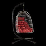 Outdoor Egg Hanging Chair with Stand, Patio Wicker Swing Egg Chair Indoor Swinging Chair Outdoor W2500P309389