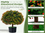 2-Pack 22" Artificial Topiary Ball Tree - 15" Boxwood BallsOrange Fruits, PE/PVCCement, 80983090