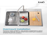 Kitchen Sink 30" x 22" Multifunctional Overmount Workstation Kitchen Sink S304 Stainless Steel T3177P286039
