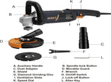 5 Inch Concrete Surfacing Grinder, 1500W 14A Motor, 7 Adjustable Speed Angle Grinder Kit with 30641062