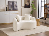LY-042 S-Curved Chenille Sectional Sofa Dual-Depth , White, No Assembly, Compact for W2231P329713