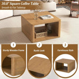 Square Coffee for Living Room in Natural Farmhouse Coffee with Storage,2-Tier Center N735P242918N