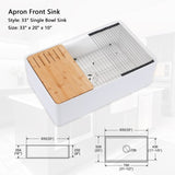 Fireclay 33" L X 20" W Workstation Farmhouse Kitchen Sink With Accessories W122567038