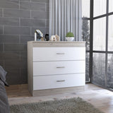 Melia Three Drawer Dresser, Superior Top, Metal Hardware -Light Gray / White B20092096