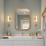 29.72*19.69 inches Functional Mirror with Cabinet, Wood Framed Bathroom Wall Cabinet with Mirror and W2295P339148