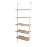 ZUN 5-Shelf Wood Ladder Bookcase with Metal Frame, Industrial 5-Tier Modern Ladder Shelf Wood 89161253