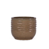 Handmade Glazed Ceramic Planter Set of 3, 15/11/8 Inch Diameter, Horizontal Ribbed Texture, for W3273P321466