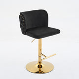 A&A Furniture,Swivel Barstools Adjusatble Seat Height With Gold-plating Base, Classic Velvet W1143P204044