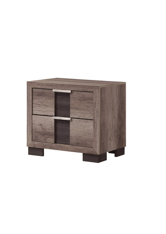 ZUN 1pc Contemporary Rustic Brown Finish Nightstand Two Drawers Metal knobs Bedroom Wooden Furniture B011P255257