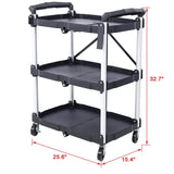3 Layers Folding Collapsible Service Cart Pack-N-Roll Folding Collapsible Service Cart, Black, 50 W46578737