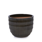 Set of 4 Fluted Ceramic Flowerpot, Modern Planter for Patio, Garden, Windowsill - Dark Coffee W3273P321575