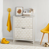 31.5 Inch Retro White Shoe Storage, Mid-Century Vintage Freestanding Shoe, Shoe W1706P311100