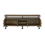 ZUN Rustic Oak and Black 2-Shelf TV Stand B062P209172