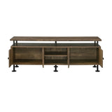 ZUN Rustic Oak and Black 2-Shelf TV Stand B062P209172