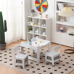 ZUN Children's Wooden Table And Chair Set With Two Storage Bags Grey And 60310011