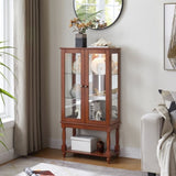 Curio Cabinet Lighted Curio Diapaly Cabinet with Open Storage Space,Solid Wood Legs and adjustable W1693P216941