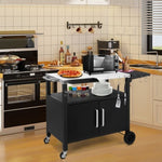 ZUN Outdoor Grill Cart with Storage, Rolling Bar Cart Movable Kitchen Island for BBQ, Patio Dining Cart 64945841