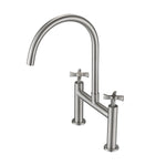 ZUN 2 Handle Bridge Kitchen Faucet In Stainless Steel W122562716