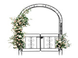 134.5*58.5*213cm Arc Roof Double Layer With Door Wrought Iron Iron Arch Courtyard Black 03609529