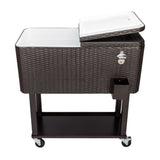 80QT Rattan Square Legs Cooler with Shelf 16526367