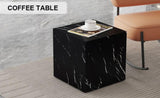 ZUN Elevate your living space with this contemporary MDF coffee table, showcasing a sleek black textured W1151P173110