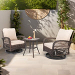 ZUN 3 Pieces Patio Furniture Set, Outdoor Swivel Gliders Rocker, Wicker Patio Bistro Set with Rattan 40555830