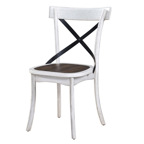 ZUN 2 Pieces Set Dining Side Chair Rustic Modern Farmhouse Design Retro Design With Metal X Design W2537P211113