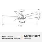 ZUN Smart 56" Integrated LED Ceiling Fan with Antique Wood in Floral Shape 91675814