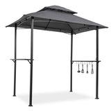 ZUN Outdoor Grill Gazebo 8 x 5 Ft, Shelter Tent, Double Tier Soft Top Canopy Steel Frame with hook 12138504
