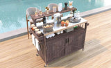 K&K 53.3" Outdoor Kitchen Island with Raised Shelf, Solid Wood Storage Cabinet with Stainless Steel N707P250628Z